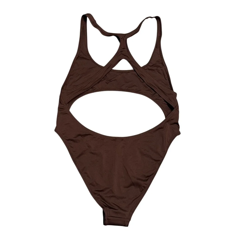 SKIMS Swim Cutout Monokini Cocoa Brown One Piece Swimsuit XL NWT